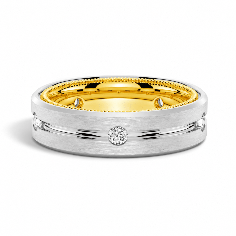 7.5mm Two-Tone Matte Finish Moissanite Men's Wedding Band - Novelle Vow