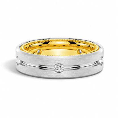 7.5mm Two-Tone Matte Finish Moissanite Men's Wedding Band - Novelle Vow