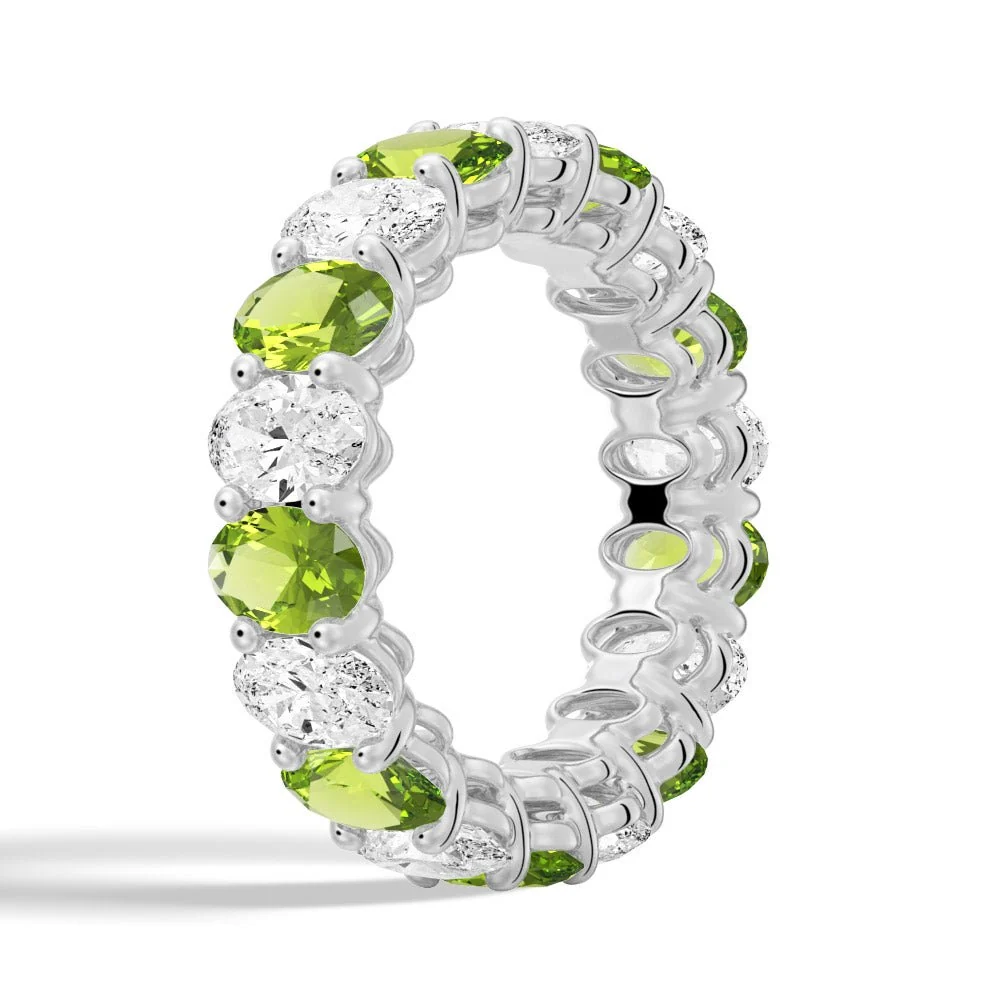 Oval-Cut Gemstone & White Sapphire Band