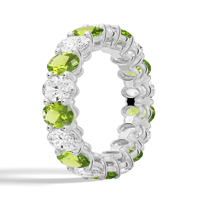 Oval-Cut Gemstone & White Sapphire Band