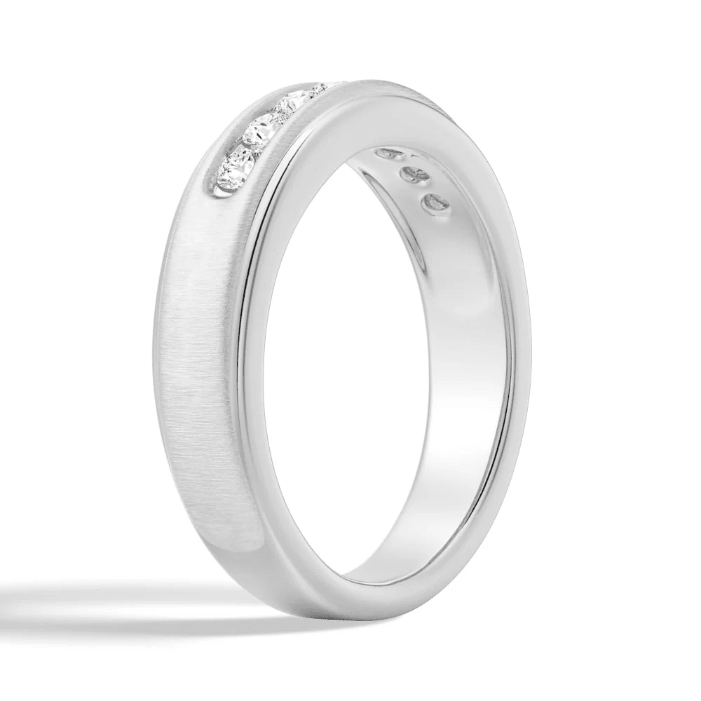 7mm Brushed Channel-Set Moissanite Men's Wedding Band - Novelle Vow
