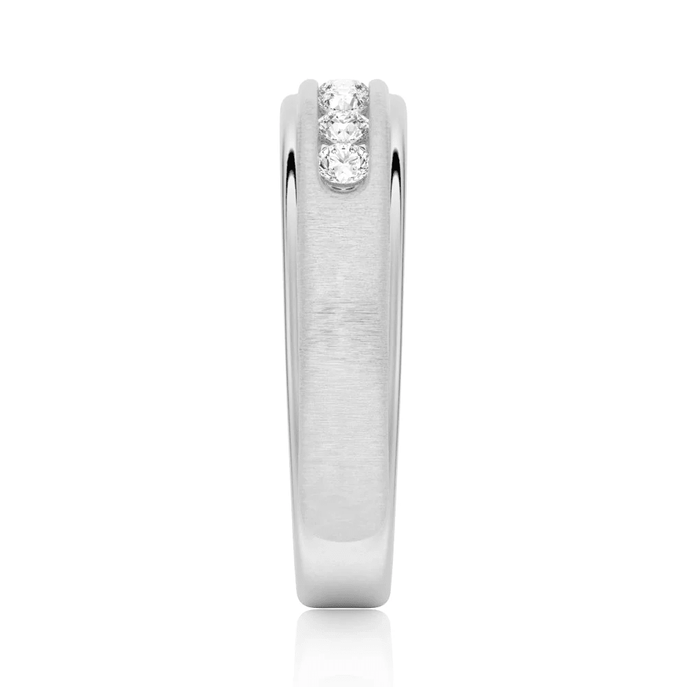7mm Brushed Channel-Set Moissanite Men's Wedding Band - Novelle Vow