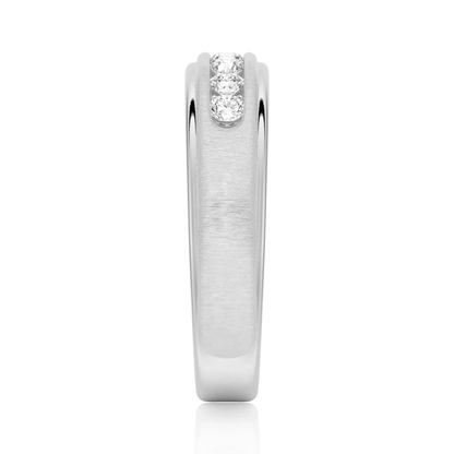 7mm Brushed Channel-Set Moissanite Men's Wedding Band - Novelle Vow