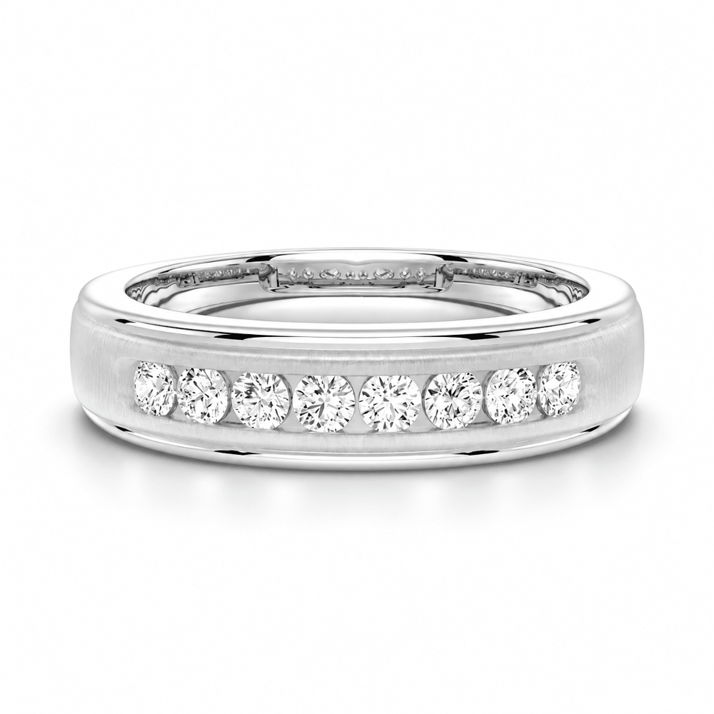 7mm Brushed Channel-Set Moissanite Men's Wedding Band - Novelle Vow