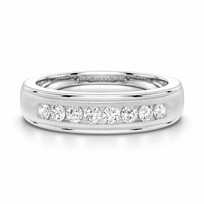 7mm Brushed Channel-Set Moissanite Men's Wedding Band - Novelle Vow