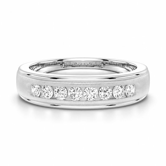 7mm Brushed Channel-Set Moissanite Men's Wedding Band - Novelle Vow