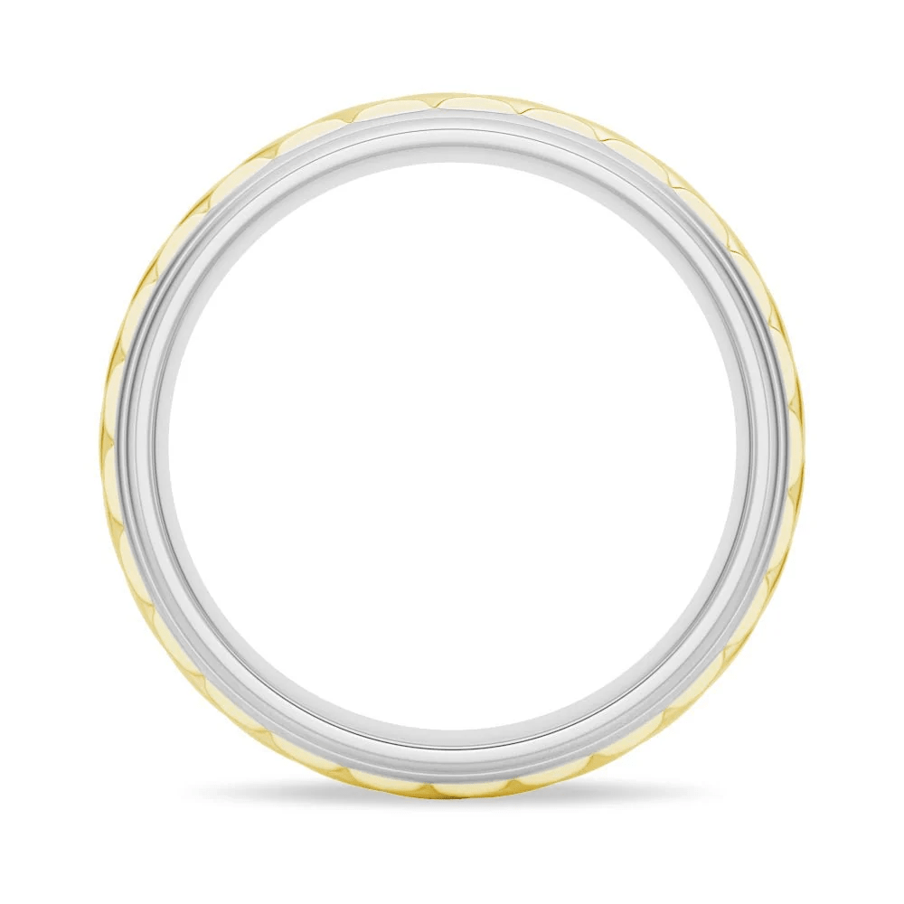 7mm Two-Tone Diagonal Carved Men's Wedding Band - Novelle Vow