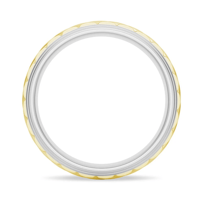 7mm Two-Tone Diagonal Carved Men's Wedding Band - Novelle Vow
