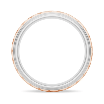 7mm Two-Tone Diagonal Carved Men's Wedding Band - Novelle Vow