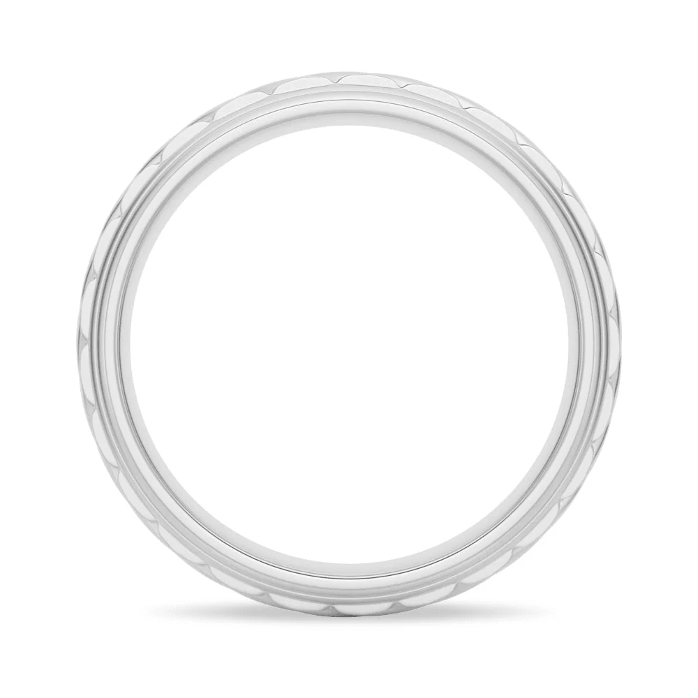 7mm Two-Tone Diagonal Carved Men's Wedding Band - Novelle Vow