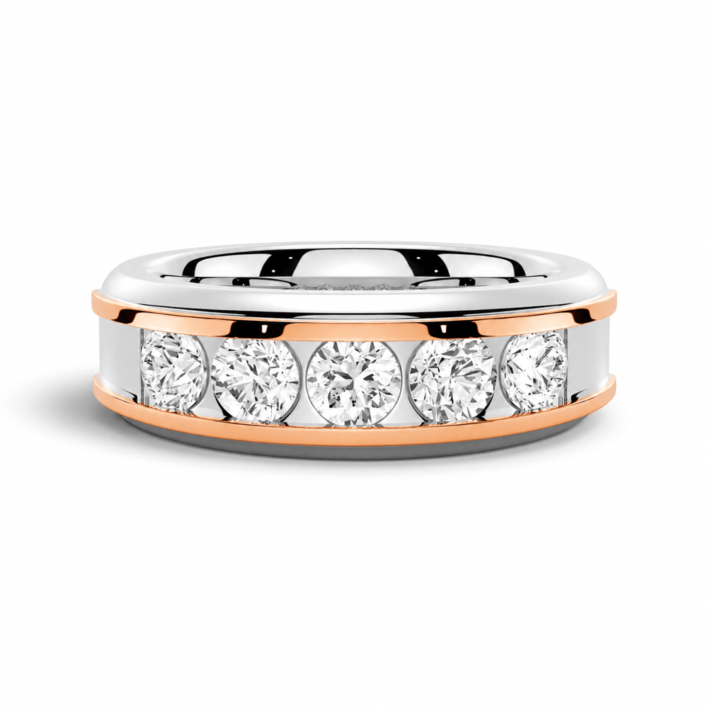 8mm Two-Tone Channel-Set Moissanite Men's Wedding Band - Novelle Vow