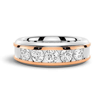 8mm Two-Tone Channel-Set Moissanite Men's Wedding Band - Novelle Vow