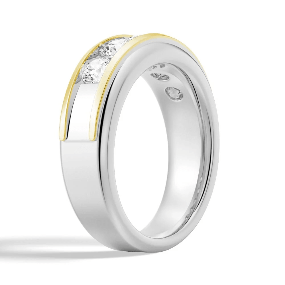 8mm Two-Tone Channel-Set Moissanite Men's Wedding Band - Novelle Vow