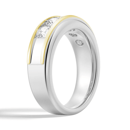 8mm Two-Tone Channel-Set Moissanite Men's Wedding Band - Novelle Vow
