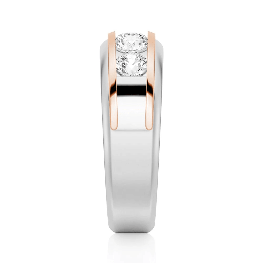 8mm Two-Tone Channel-Set Moissanite Men's Wedding Band - Novelle Vow
