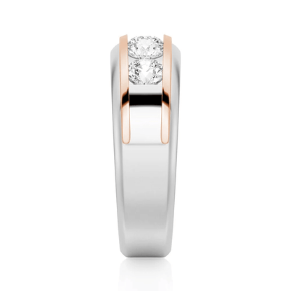 8mm Two-Tone Channel-Set Moissanite Men's Wedding Band - Novelle Vow