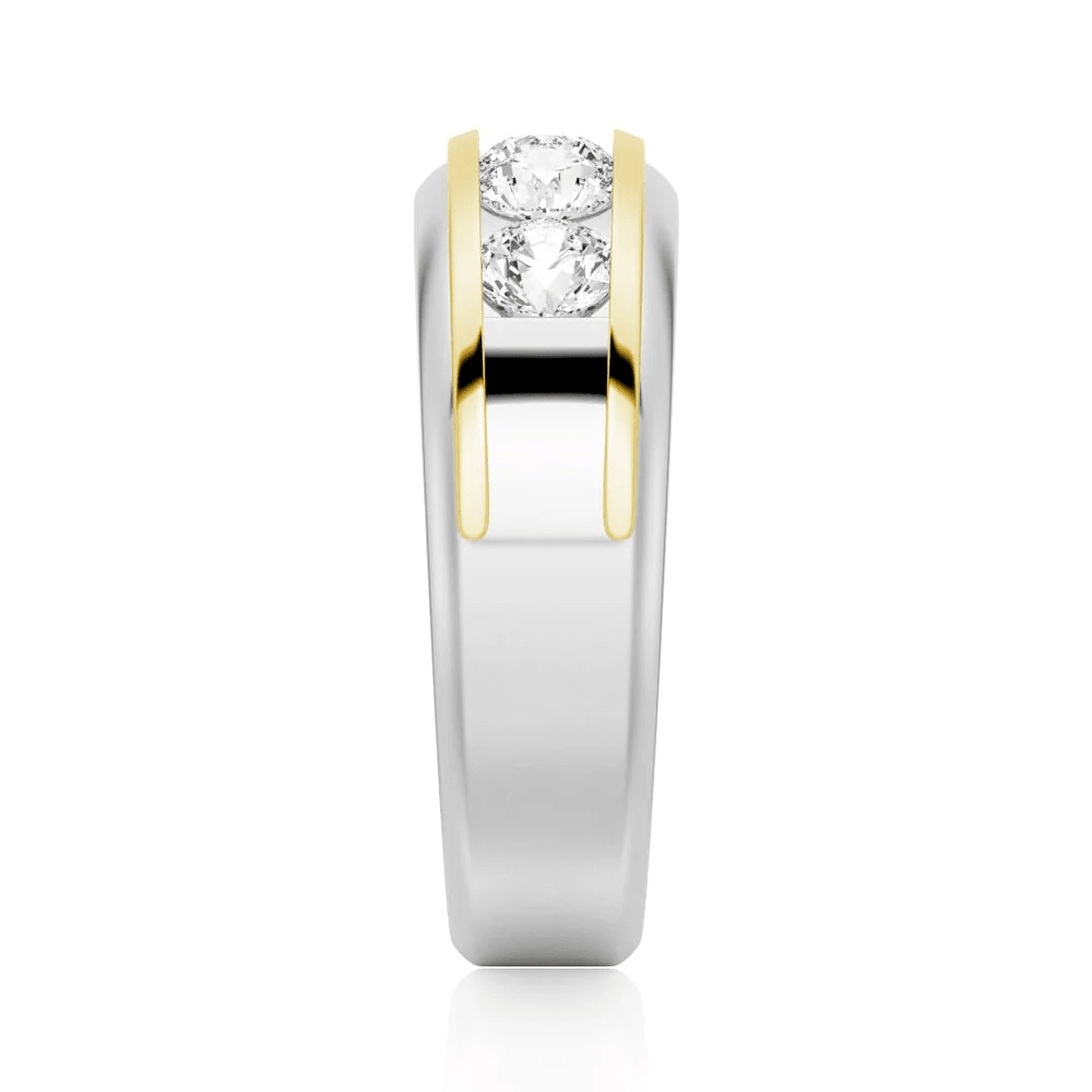 8mm Two-Tone Channel-Set Moissanite Men's Wedding Band - Novelle Vow