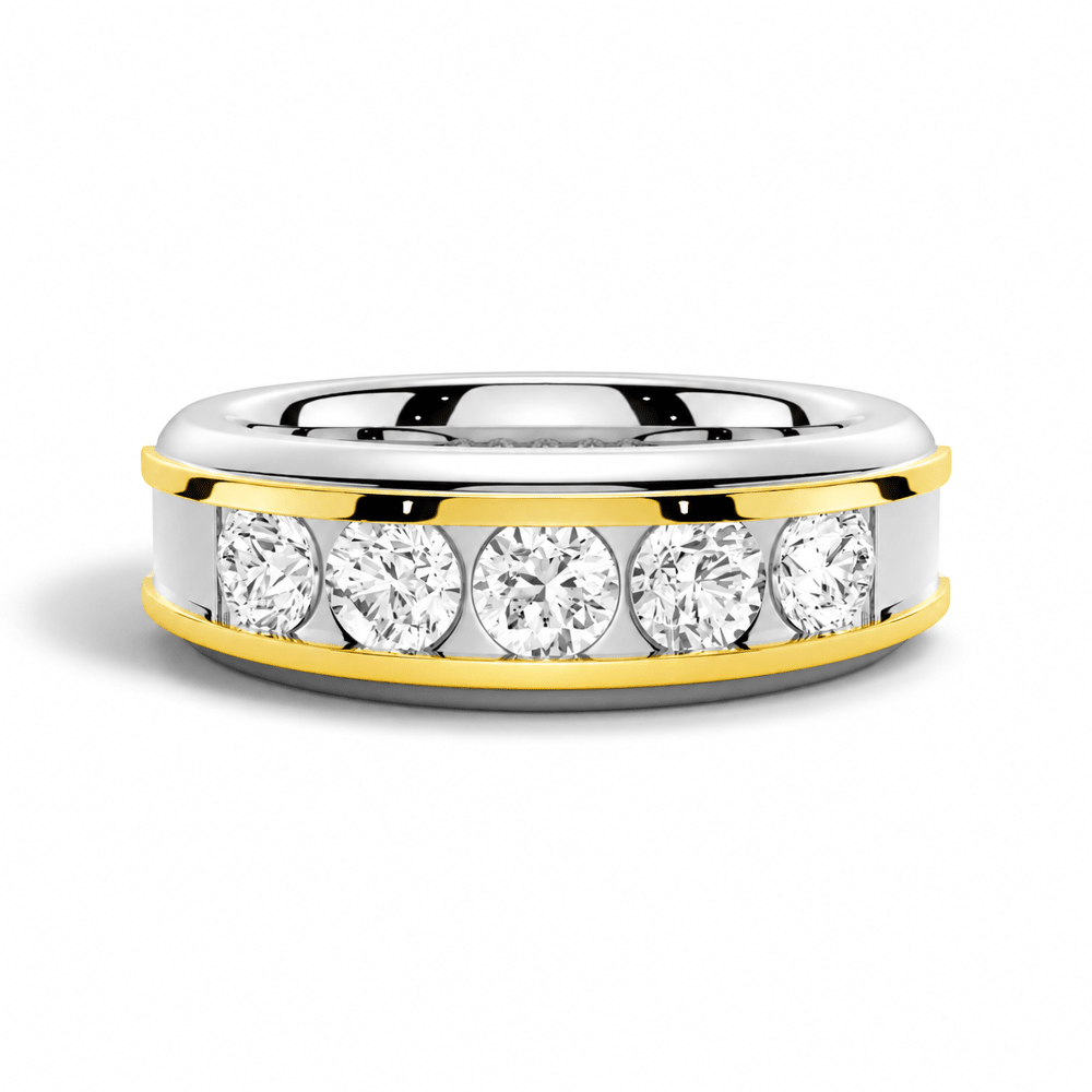 8mm Two-Tone Channel-Set Moissanite Men's Wedding Band - Novelle Vow