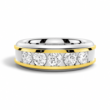 8mm Two-Tone Channel-Set Moissanite Men's Wedding Band - Novelle Vow
