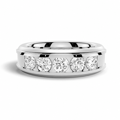 8mm Two-Tone Channel-Set Moissanite Men's Wedding Band - Novelle Vow