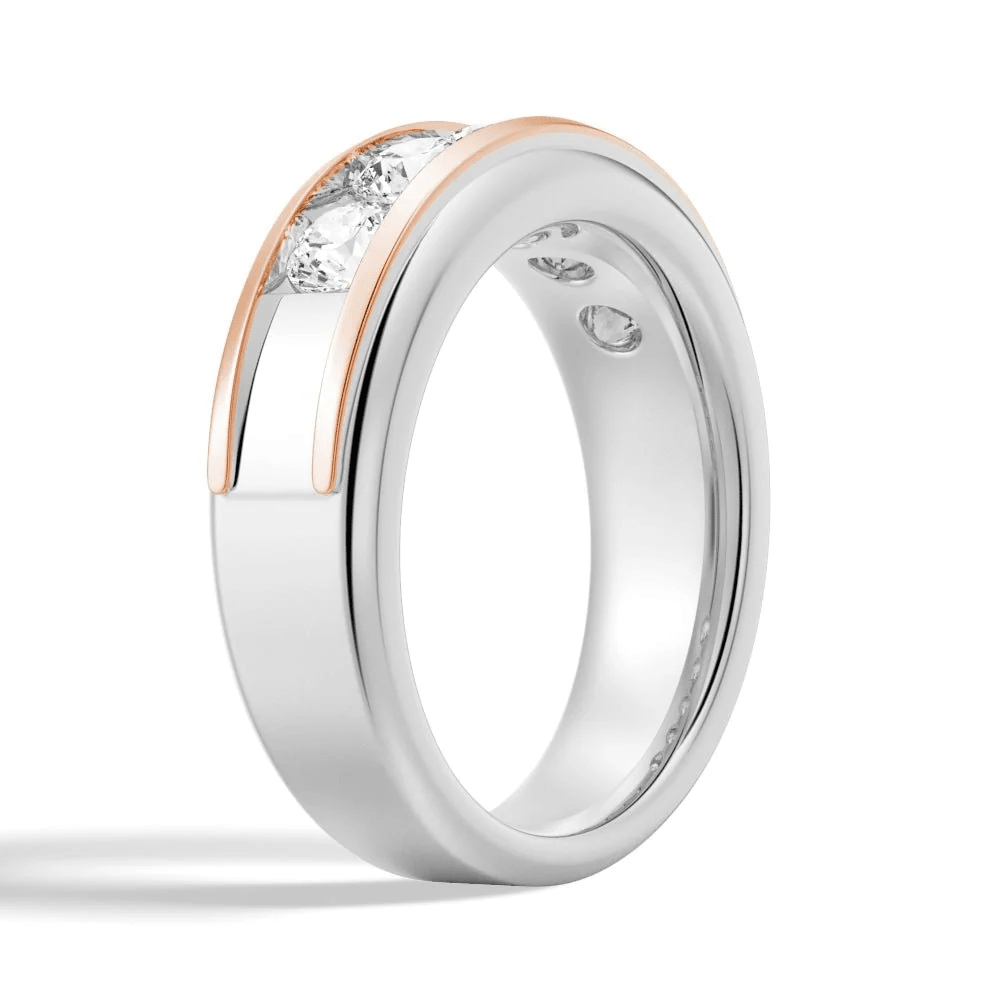 8mm Two-Tone Channel-Set Moissanite Men's Wedding Band - Novelle Vow