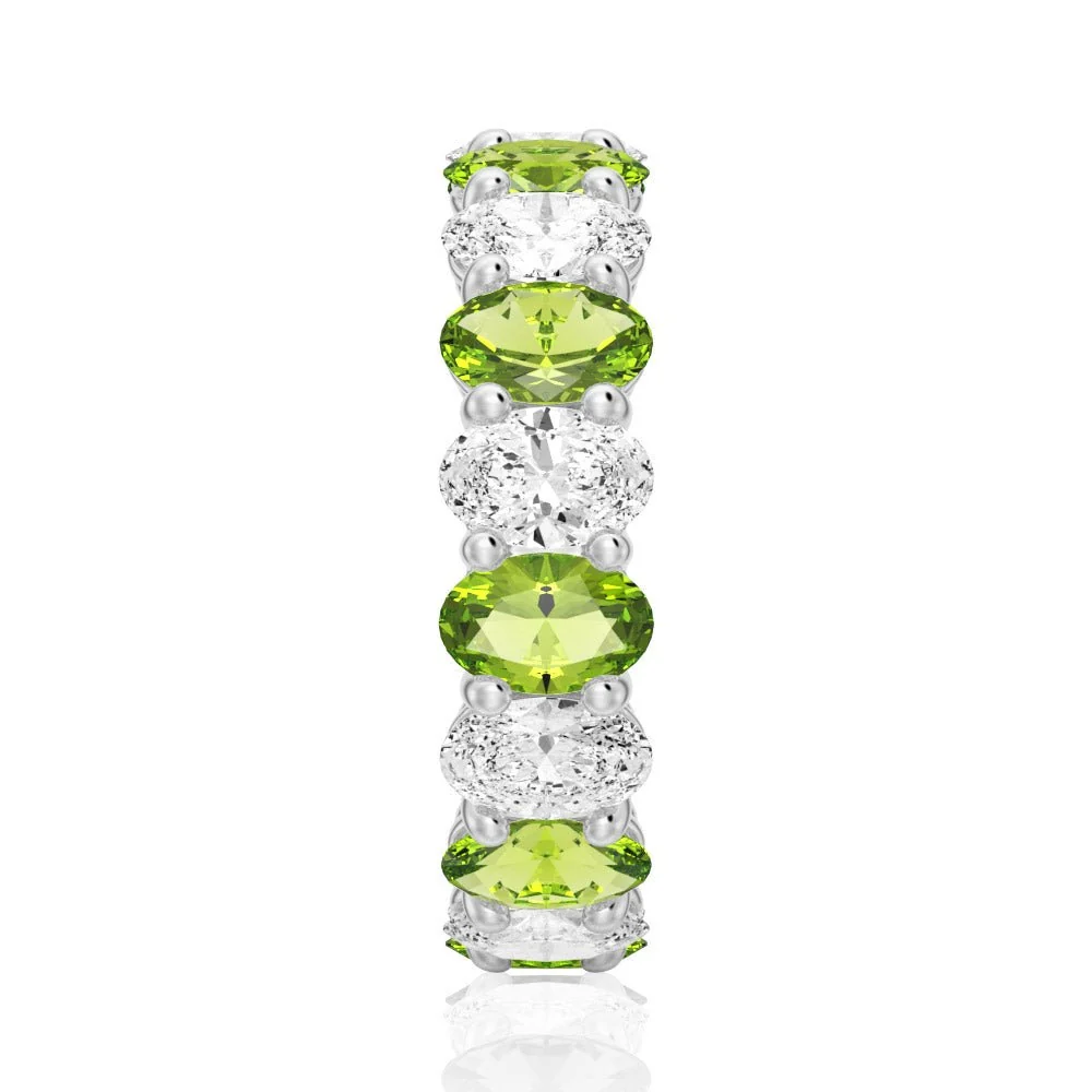 Oval-Cut Gemstone & White Sapphire Band