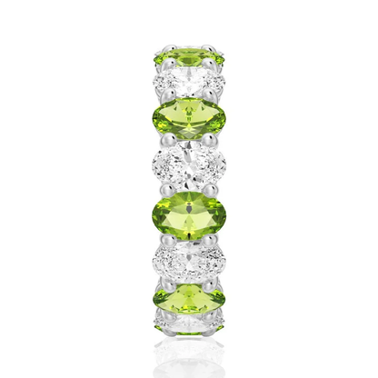 Oval-Cut Gemstone & White Sapphire Band