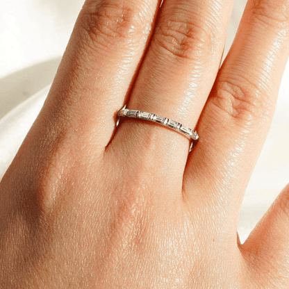 Baguette Cut 7 - Stone Bar Set Moissanite Band - Novelle Vow