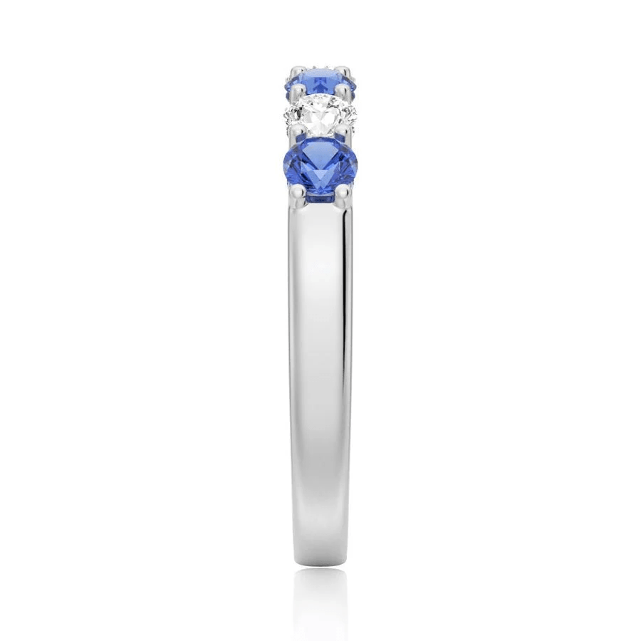 Blue & White Moissanite Alternating Wedding Band - Novelle Vow