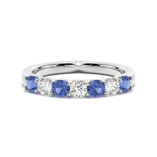 Blue & White Moissanite Alternating Wedding Band - Novelle Vow