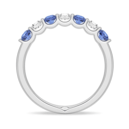 Blue & White Moissanite Alternating Wedding Band - Novelle Vow