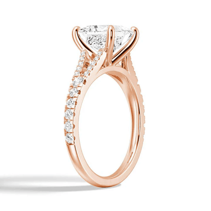 Brilliant Princess Cut Moissanite Engagement Ring with Split Shank & Micro Pavé - Novelle Vow