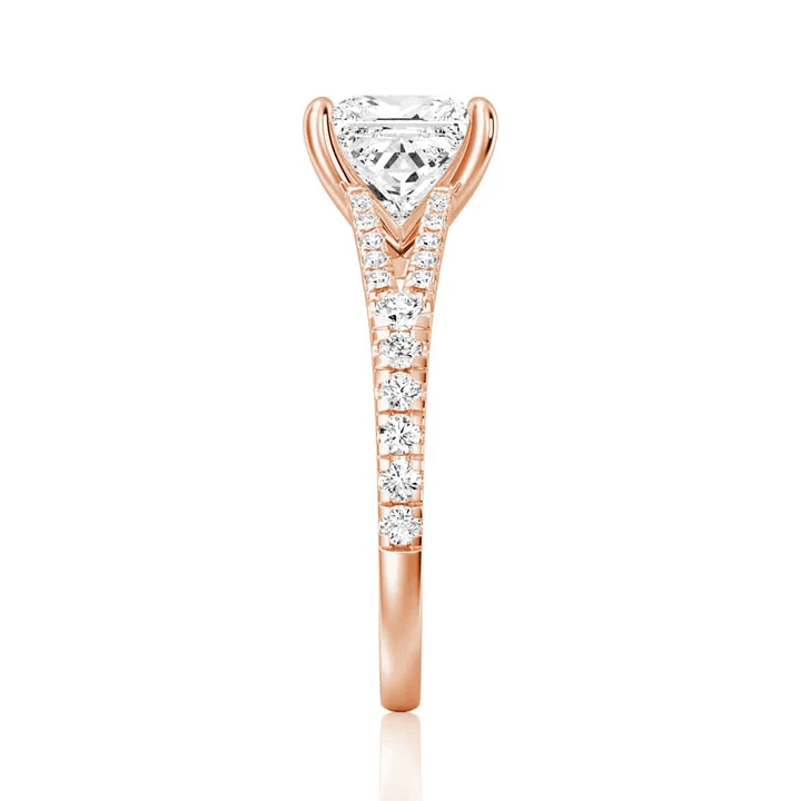 Brilliant Princess Cut Moissanite Engagement Ring with Split Shank & Micro Pavé - Novelle Vow