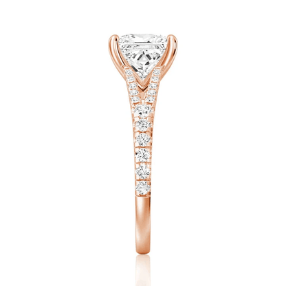Brilliant Princess Cut Moissanite Engagement Ring with Split Shank & Micro Pavé - Novelle Vow