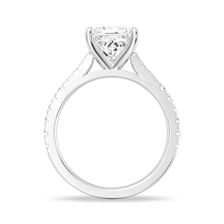 Brilliant Princess Cut Moissanite Engagement Ring with Split Shank & Micro Pavé - Novelle Vow