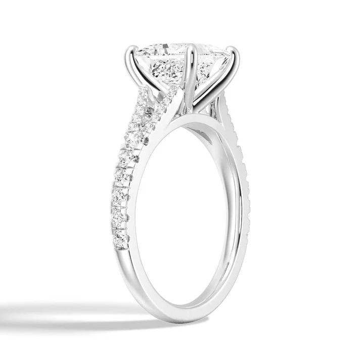 Brilliant Princess Cut Moissanite Engagement Ring with Split Shank & Micro Pavé - Novelle Vow