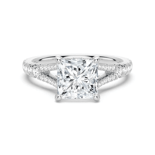 Brilliant Princess Cut Moissanite Engagement Ring with Split Shank & Micro Pavé - Novelle Vow