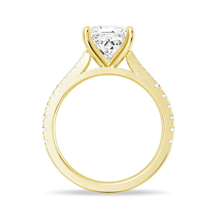 Brilliant Princess Cut Moissanite Engagement Ring with Split Shank & Micro Pavé - Novelle Vow