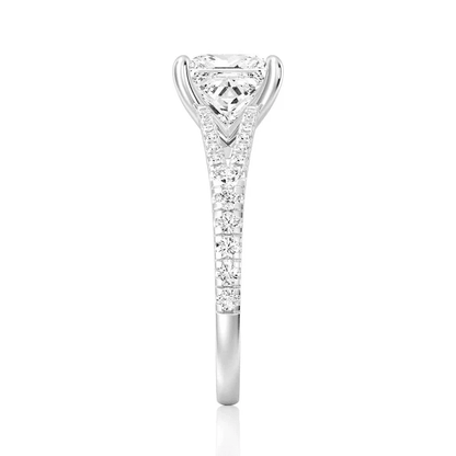 Brilliant Princess Cut Moissanite Engagement Ring with Split Shank & Micro Pavé - Novelle Vow