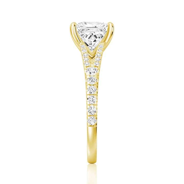 Brilliant Princess Cut Moissanite Engagement Ring with Split Shank & Micro Pavé - Novelle Vow