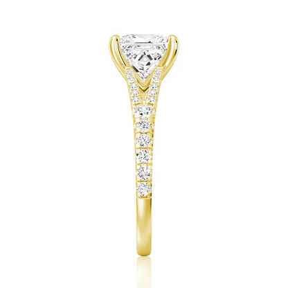 Brilliant Princess Cut Moissanite Engagement Ring with Split Shank & Micro Pavé - Novelle Vow