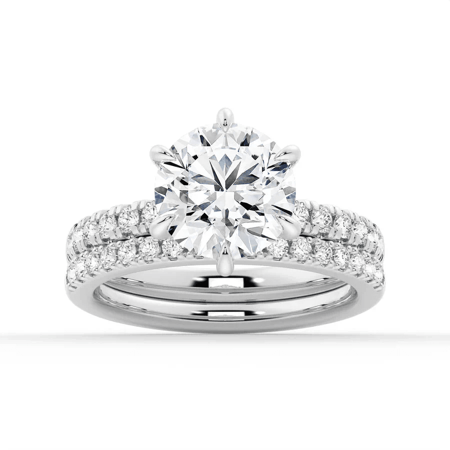 Classic 6 Prong Round Brilliant Cut Moissanite Engagement Ring - Novelle Vow