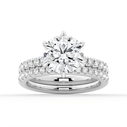 Classic 6 Prong Round Brilliant Cut Moissanite Engagement Ring - Novelle Vow