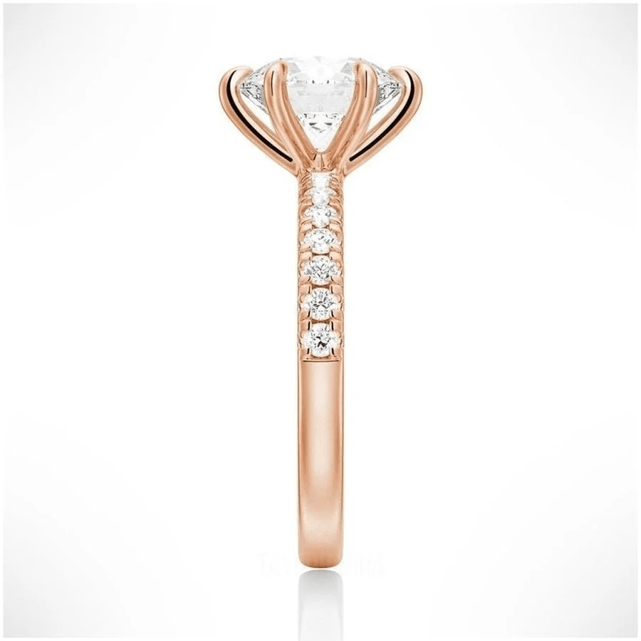 Classic 6 Prong Round Brilliant Cut Moissanite Engagement Ring - Novelle Vow