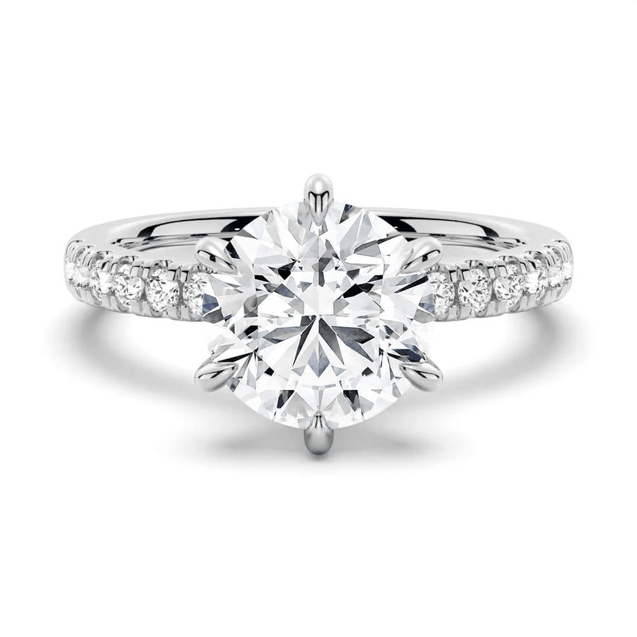 Classic 6 Prong Round Brilliant Cut Moissanite Engagement Ring - Novelle Vow