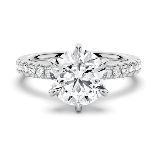 Classic 6 Prong Round Brilliant Cut Moissanite Engagement Ring - Novelle Vow