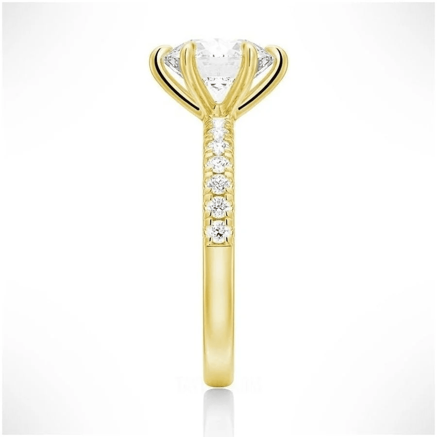 Classic 6 Prong Round Brilliant Cut Moissanite Engagement Ring - Novelle Vow