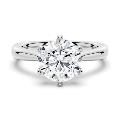 The Sophia Knife Edge 6 Prong Round Moissanite Engagement Ring in White Gold - Novelle Vow