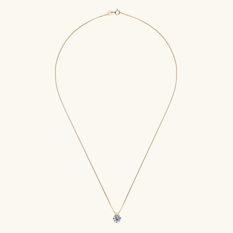 Classic 6 - Prong Round Moissanite Solitaire Necklace - Novelle Vow