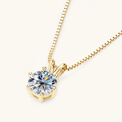 Classic 6 - Prong Round Moissanite Solitaire Necklace - Novelle Vow
